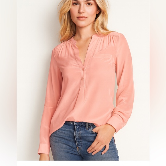 Victoria's Secret Tops - Silk Victoria secret blouse in coral pink